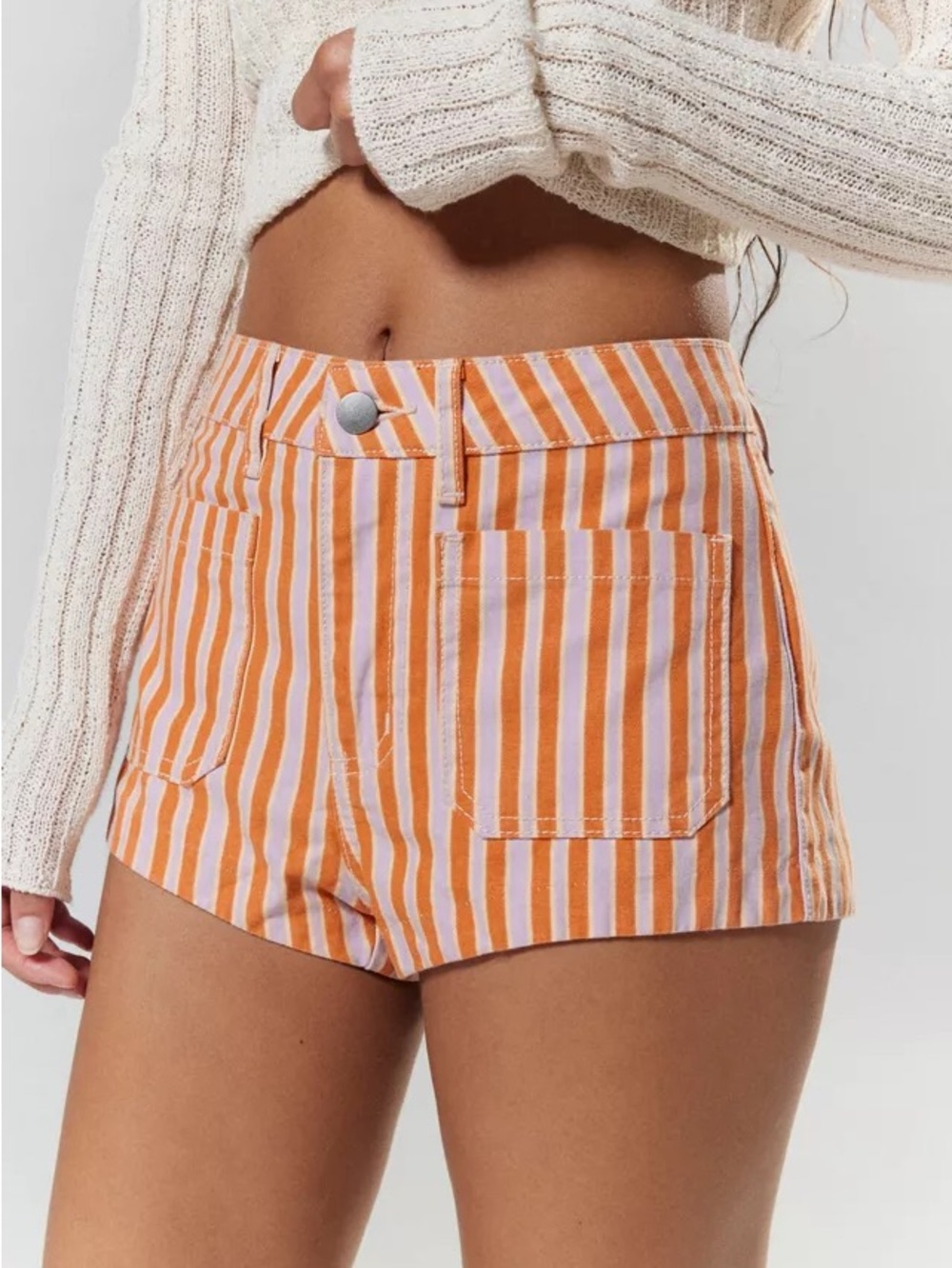 NWOT UO Silence + Noise Striped Curved Hem Micro Shorts